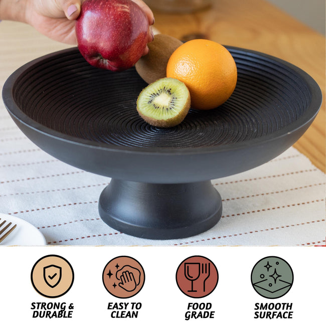 Acacia Wood Fruit Bowl for Kitchen Counter 12" Large
