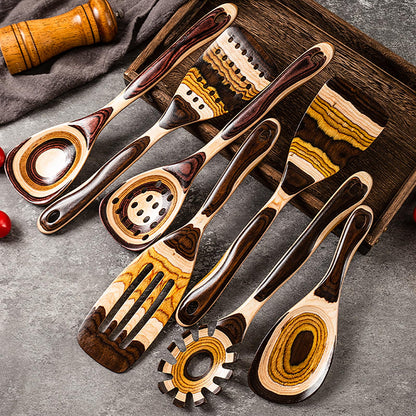 7-Piece wood Utensils Set, Durable, Eco-Friendly, Wooden Spoons for cooking, Kitchen Tool