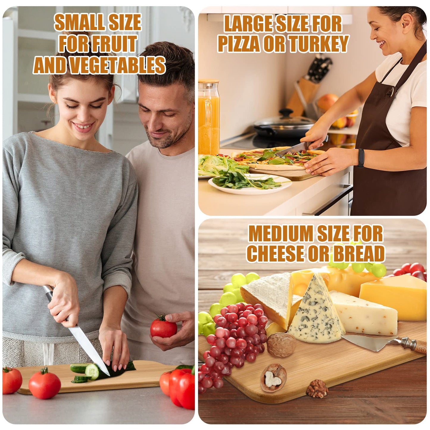 12 Packs Cutting Board Set with Handles 15 x 7 Inch, Acacia, Bamboo Wood)