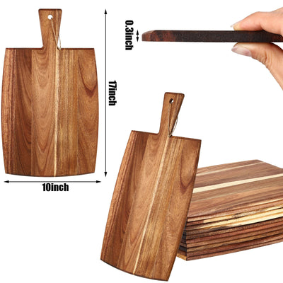 12 Packs Cutting Board Set with Handles 15 x 7 Inch, Acacia, Bamboo Wood)