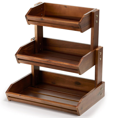 Acacia Wood Fruit Basket - Fruit Bowl for Kitchen Counter, Extra Large Made in USA