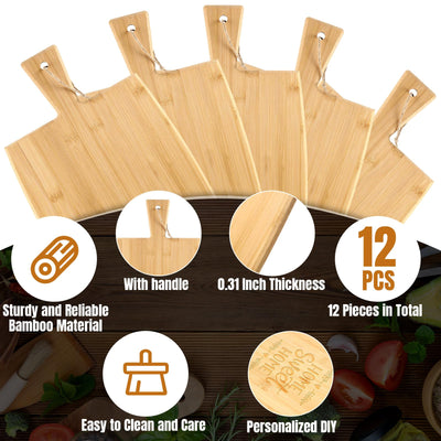 12 Packs Cutting Board Set with Handles 15 x 7 Inch, Acacia, Bamboo Wood)