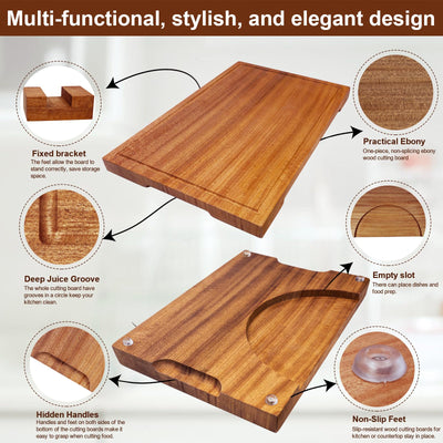 Wooden Cutting Boards For Kitchen Wood Chopping Board Thick One-piece Cutting Board With Juice Groove  15 * 10.2 * 1"