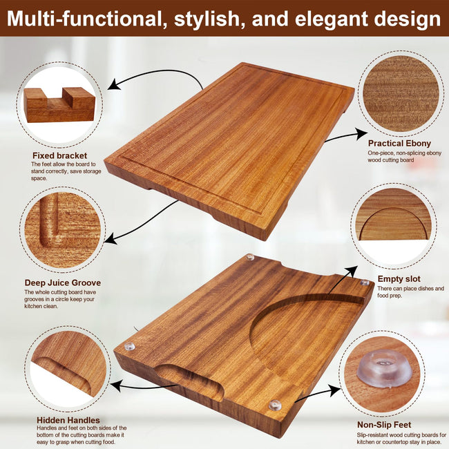 Wooden Cutting Boards For Kitchen Wood Chopping Board Thick One-piece Cutting Board With Juice Groove  15 * 10.2 * 1"