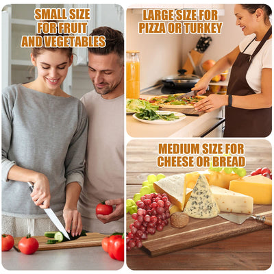 12 Packs Cutting Board Set with Handles 15 x 7 Inch, Acacia, Bamboo Wood)