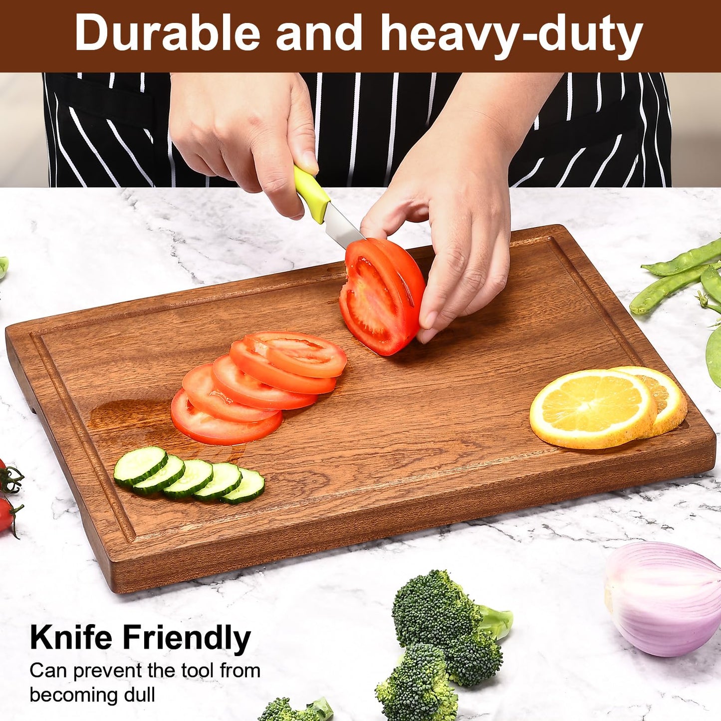 Wooden Cutting Boards For Kitchen Wood Chopping Board Thick One-piece Cutting Board With Juice Groove  15 * 10.2 * 1"