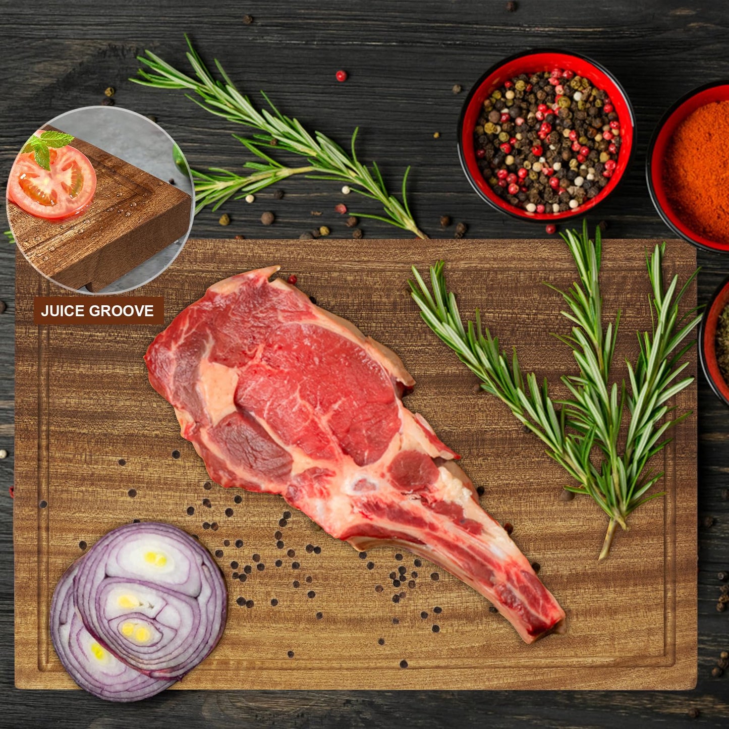Wooden Cutting Boards For Kitchen Wood Chopping Board Thick One-piece Cutting Board With Juice Groove  15 * 10.2 * 1"