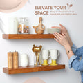 Floating Wooden Shelves for Kitchen Wall Mounted - Thick Industrial Kitchen Wood Shelf Set of 2