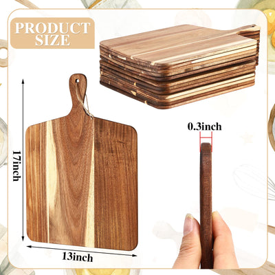12 Packs Cutting Board Set with Handles 15 x 7 Inch, Acacia, Bamboo Wood)