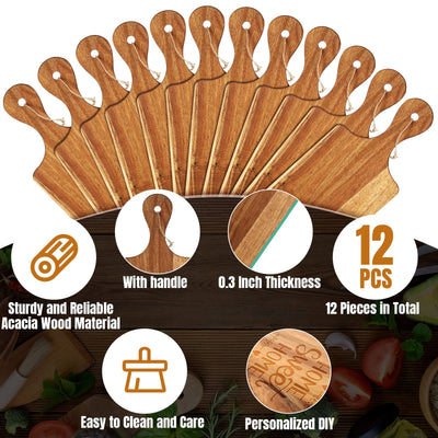12 Packs Cutting Board Set with Handles 15 x 7 Inch, Acacia, Bamboo Wood)