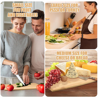 12 Packs Cutting Board Set with Handles 15 x 7 Inch, Acacia, Bamboo Wood)