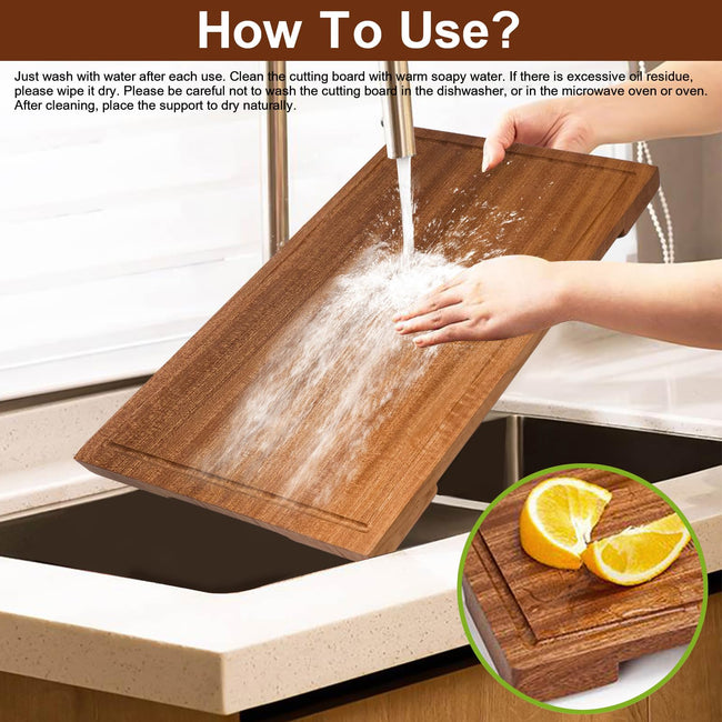 Wooden Cutting Boards For Kitchen Wood Chopping Board Thick One-piece Cutting Board With Juice Groove  15 * 10.2 * 1"