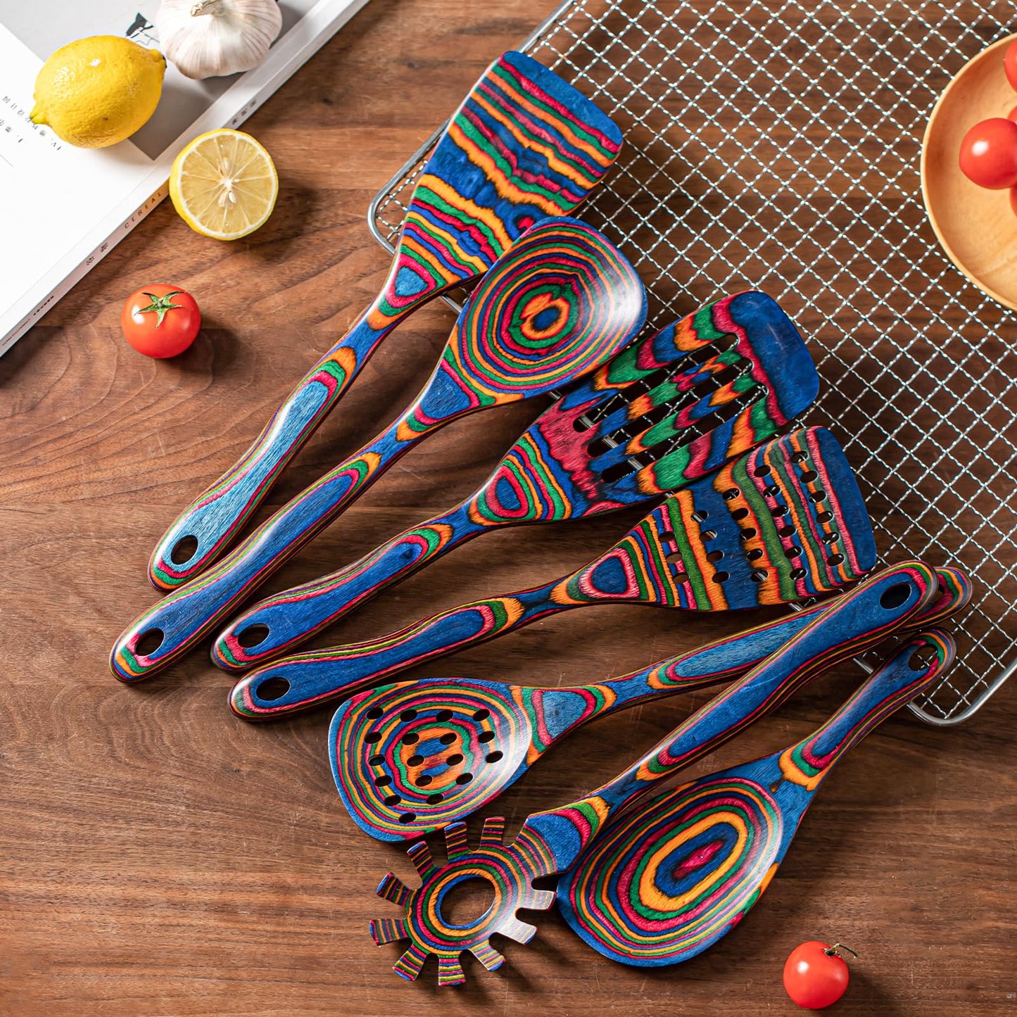 7-Piece wood Utensils Set, Durable, Eco-Friendly, Wooden Spoons for cooking, Kitchen Tool