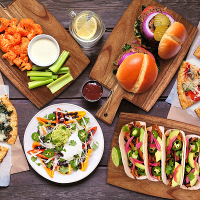 12 Packs Cutting Board Set with Handles 15 x 7 Inch, Acacia, Bamboo Wood)