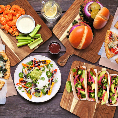 12 Packs Cutting Board Set with Handles 15 x 7 Inch, Acacia, Bamboo Wood)