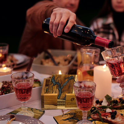 Beautiful Epoxy Resin and Wood Coaster Set Made in USA